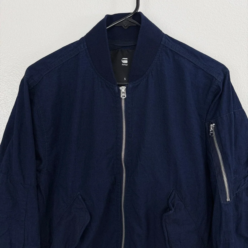 G-Star Raw Rackam DC Bomber Jacket Mens Small Navy Blue Denim D04536-6101-082